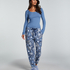 Pyjamatop Rib, Blau