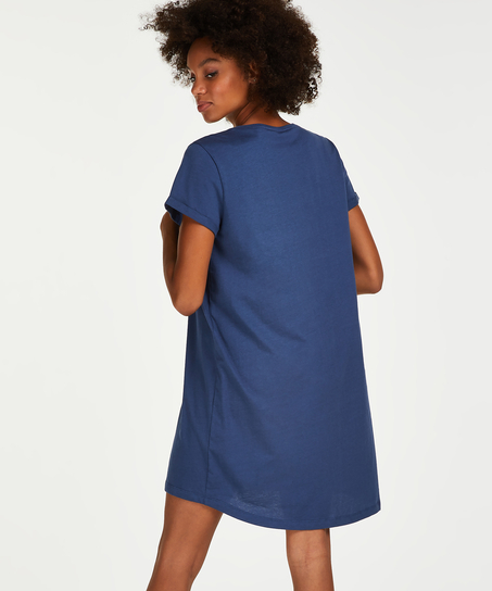 Chemise de nuit à encolure arrondie, Bleu