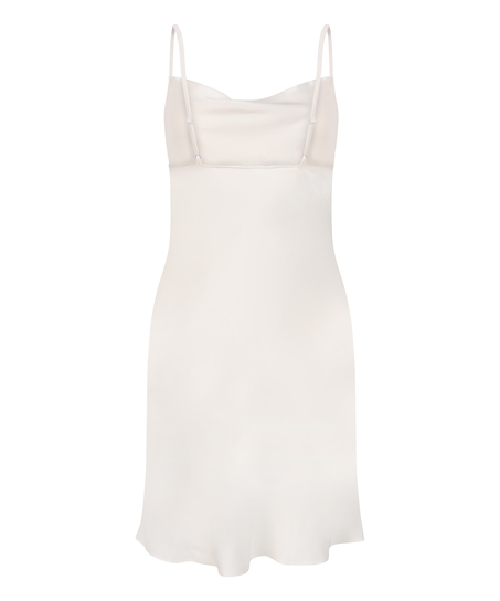 Robe nuisette en satin Minimal, Blanc