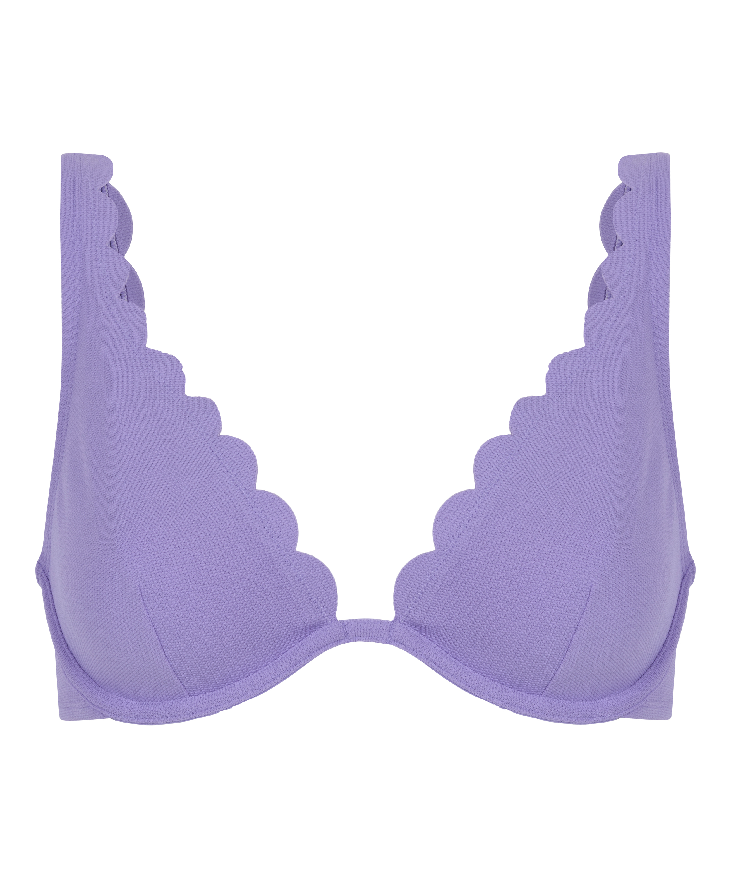 Unwattiertes Bügel-Bikini-Top Scallop, Lila, main