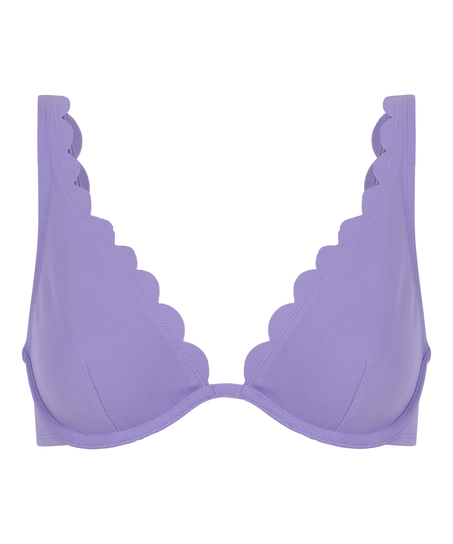 Unwattiertes Bügel-Bikini-Top Scallop, Lila