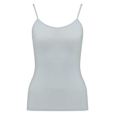 Top &agrave; fines bretelles sans coutures, Bleu