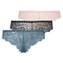 3-Pack Brazilians lace, Schwarz