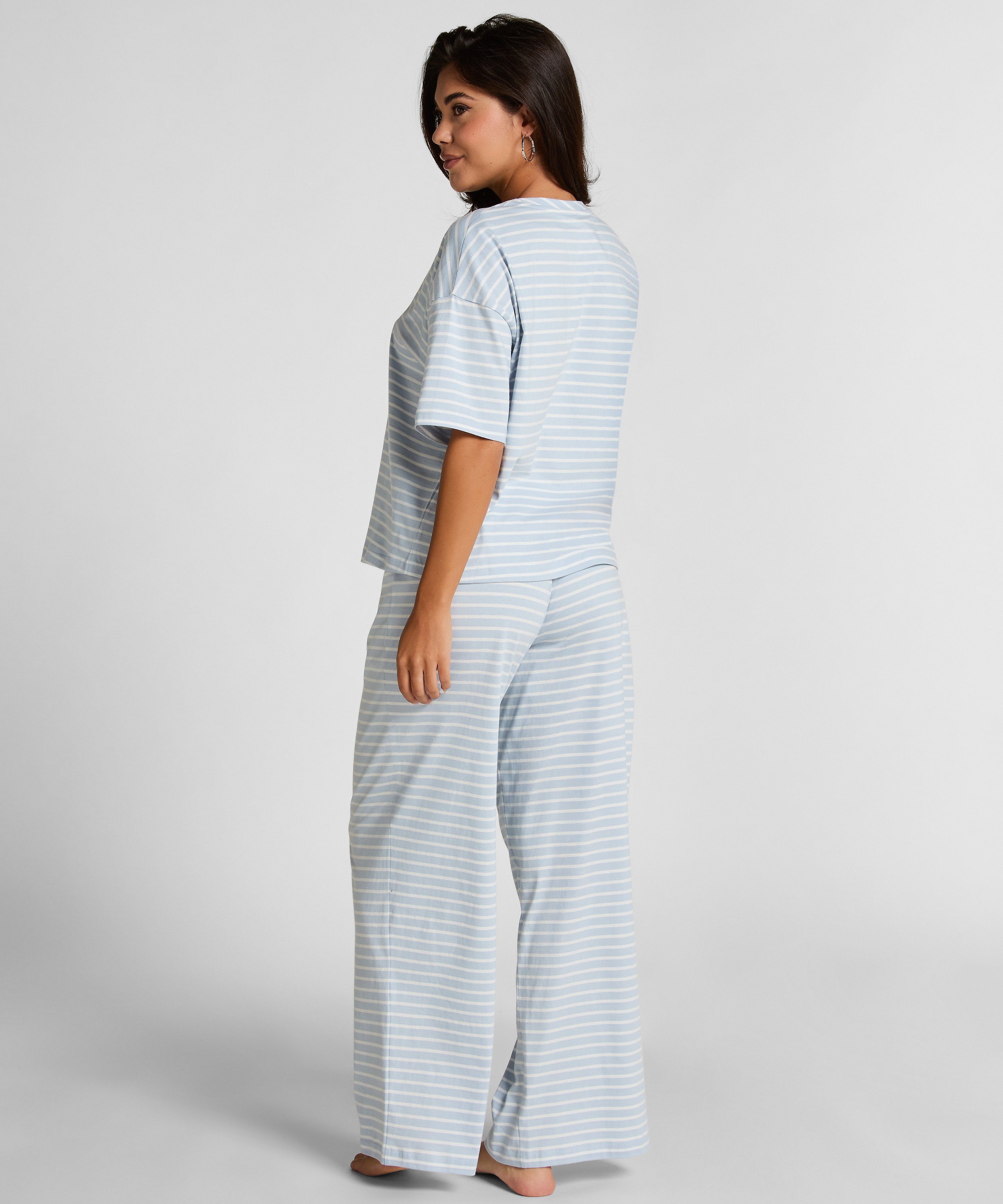 Pyjama-Set Baumwolljersey Lang, Blau, main