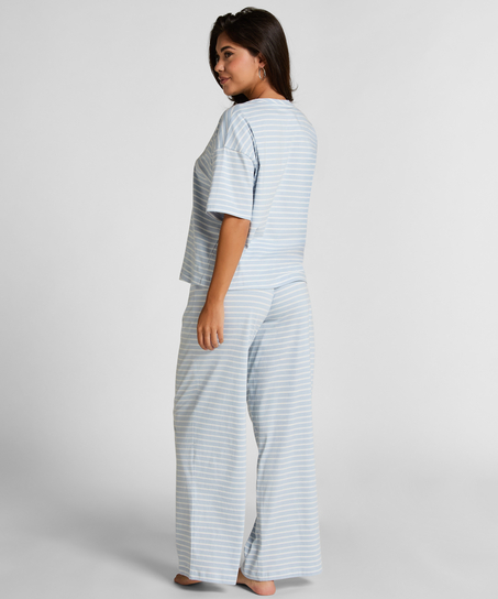 Pyjama-Set Baumwolljersey Lang, Blau