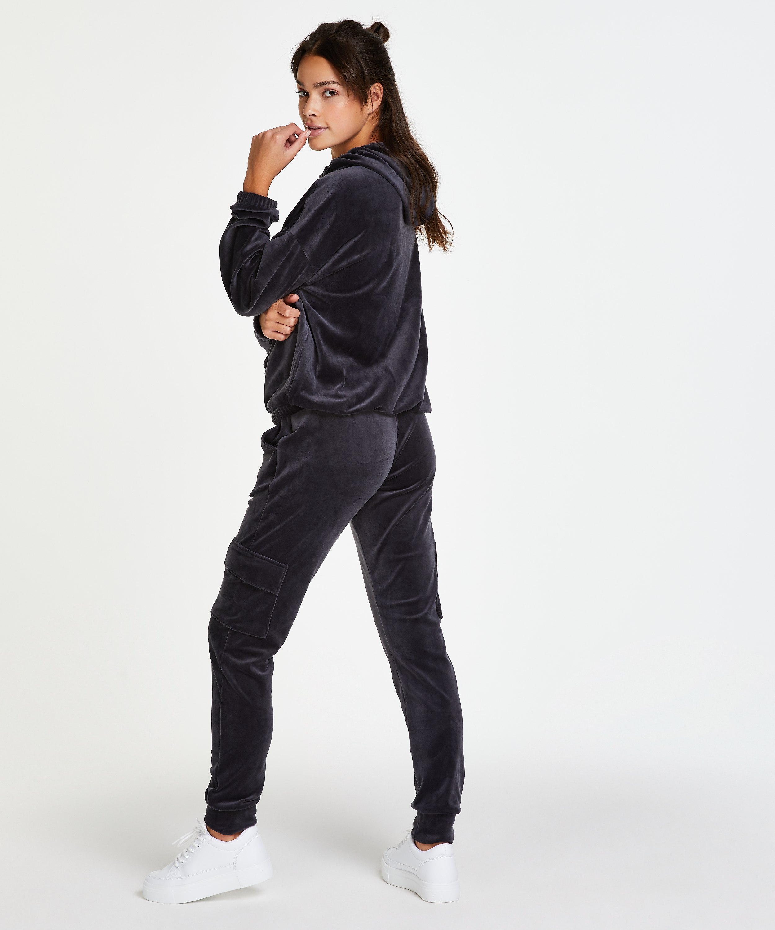 Pantalon de jogging Velours Cargo, Gris, main