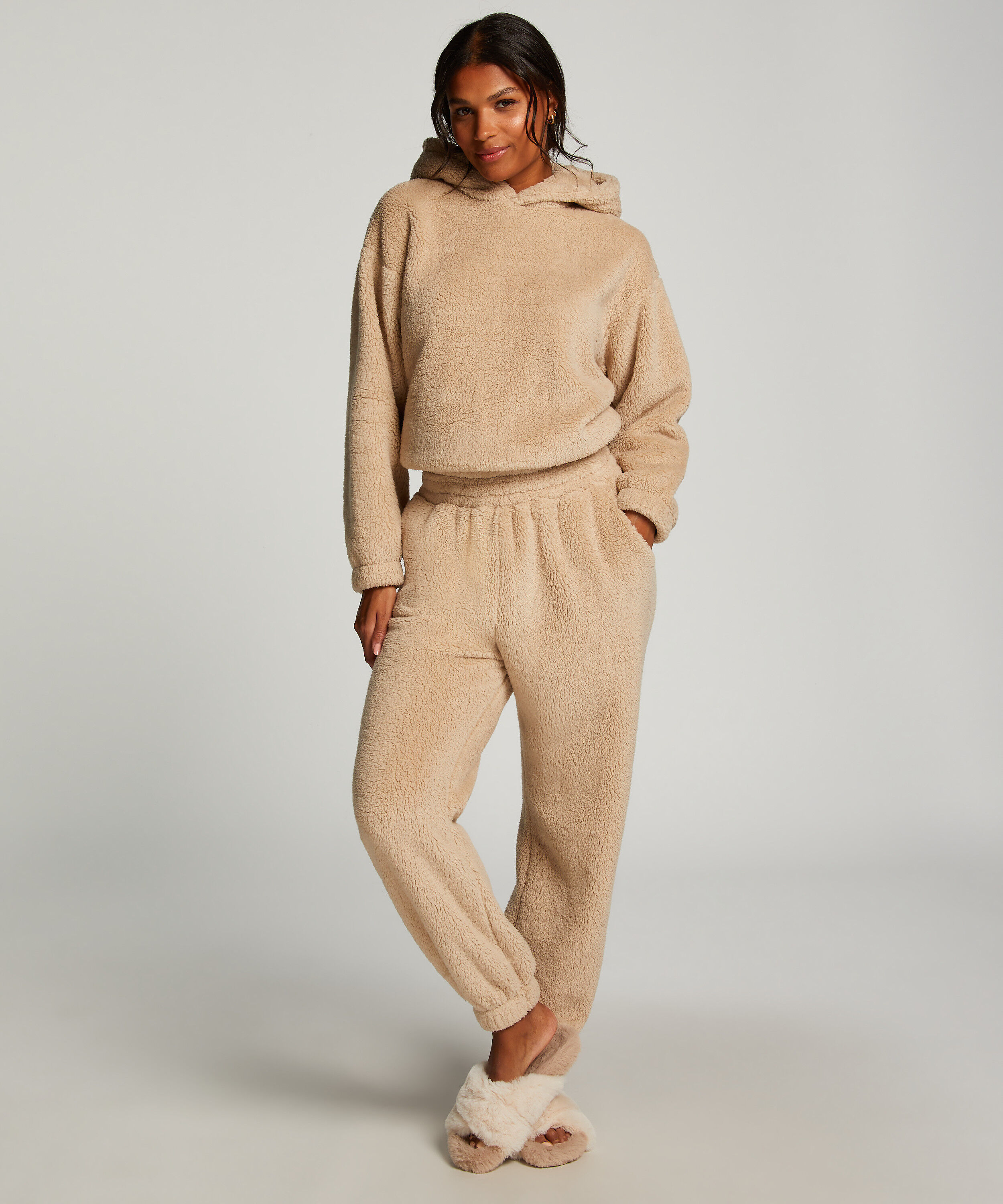 Jogginghose aus Fleece Snuggle, Beige
