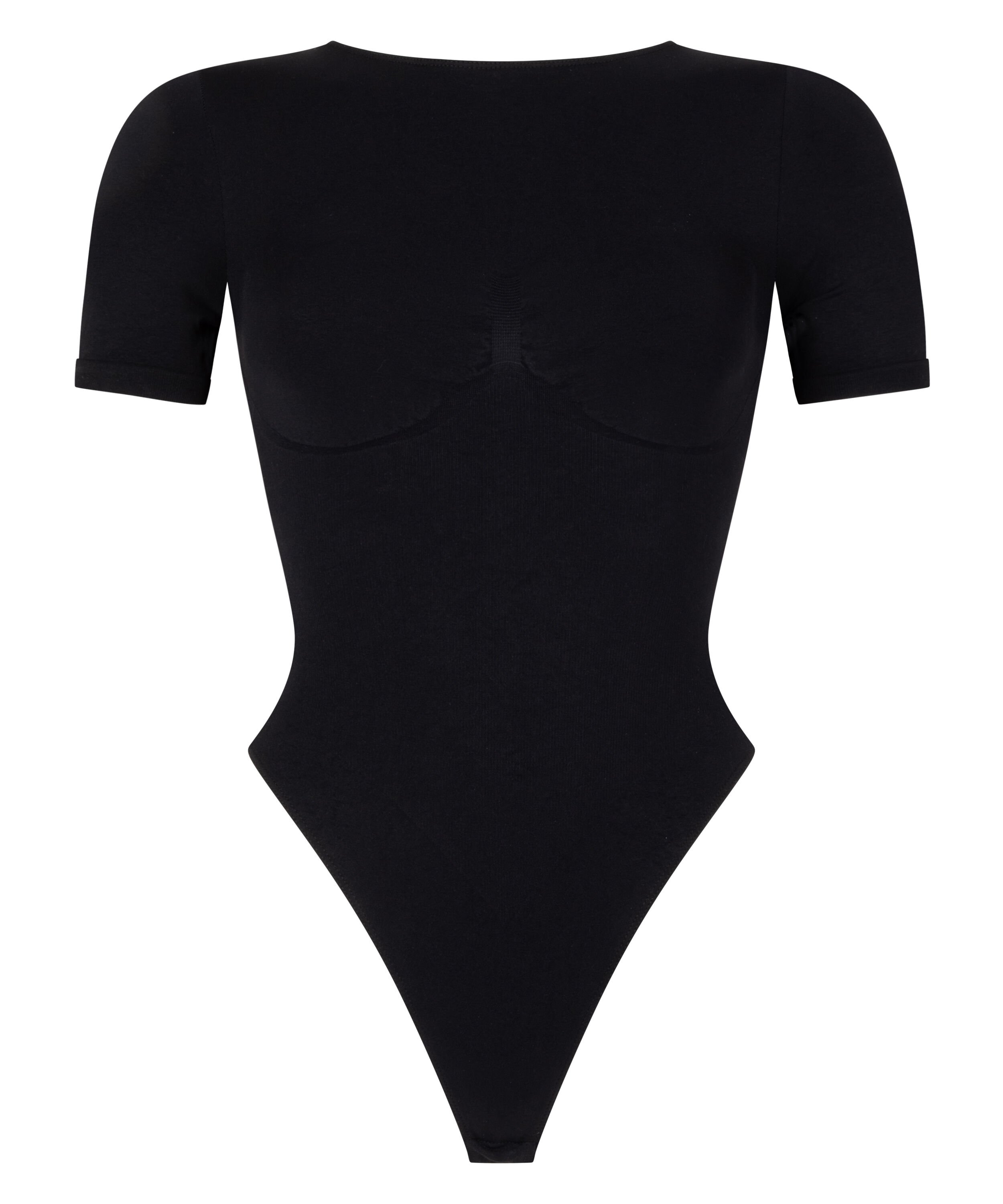 Body &agrave; manches courtes sans couture, Noir