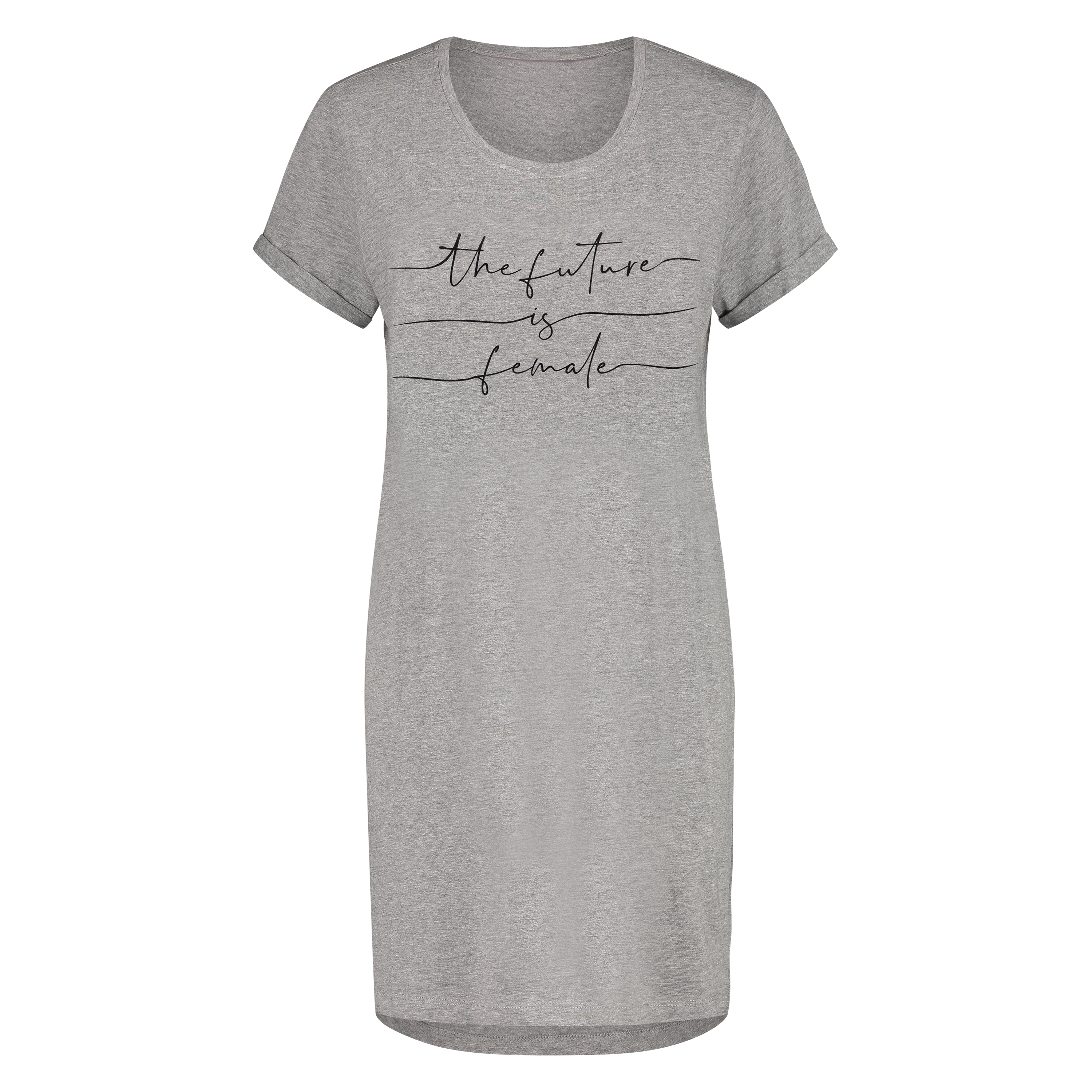 Chemise de nuit à encolure arrondie, Gris, main
