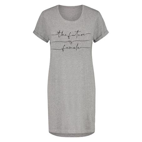 Chemise de nuit à encolure arrondie, Gris