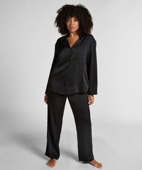 Veste en satin à rayures, Noir