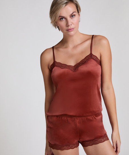Camisole velours Dentelle, Marron