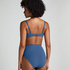 Scallop High-Waist Rio-Bikini-Unterteil, Blau