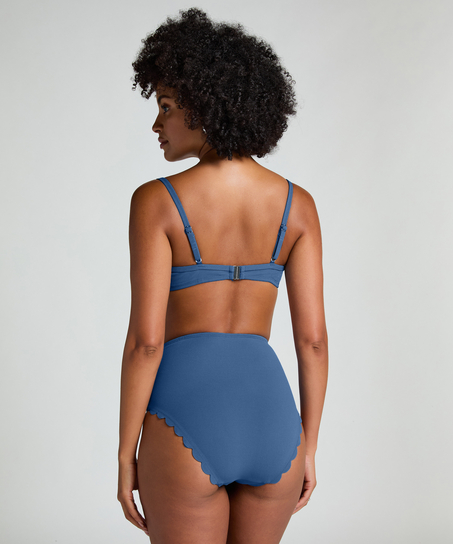 Scallop High-Waist Rio-Bikini-Unterteil, Blau