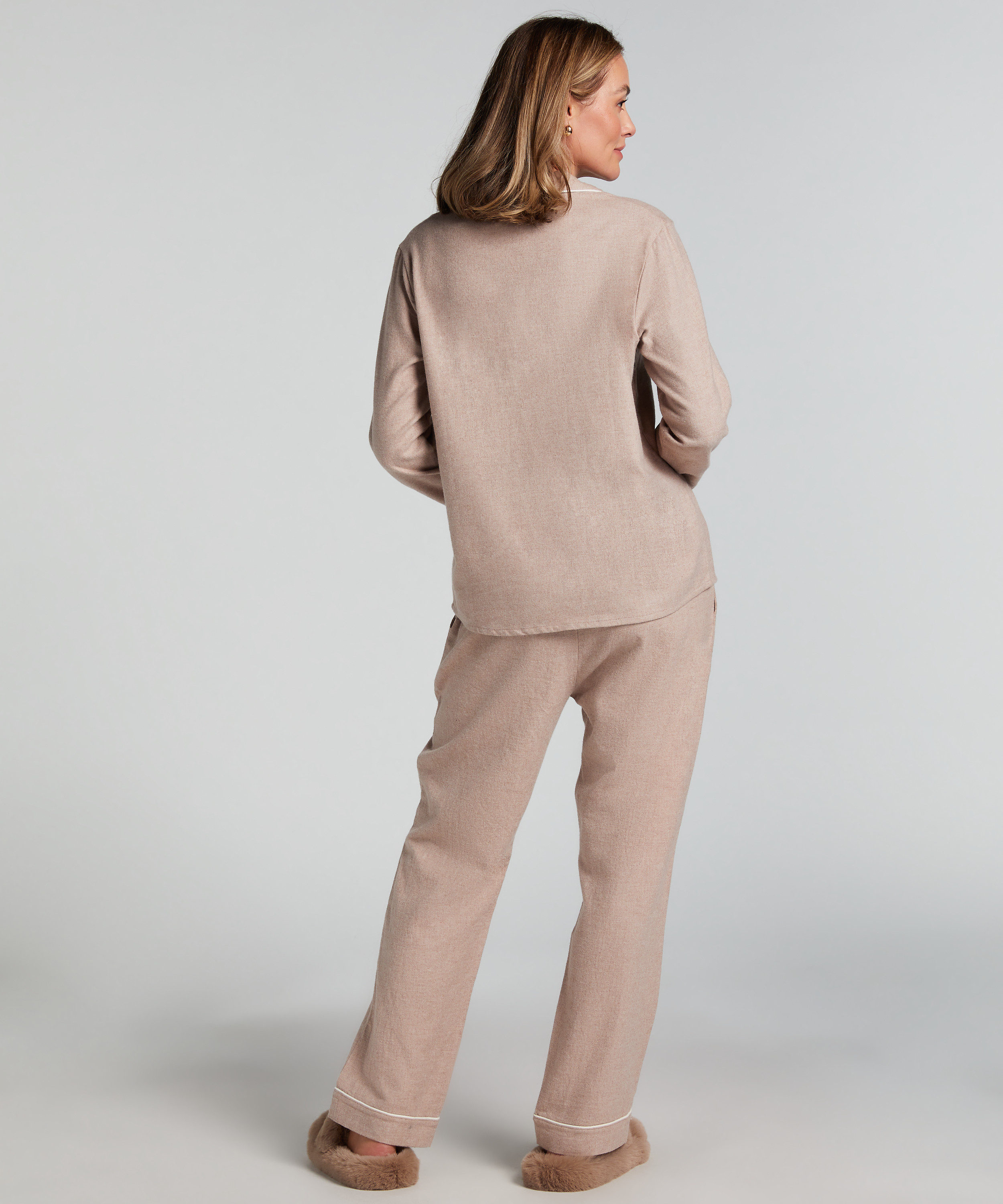 Pyjamahose aus Flanell, Beige, main