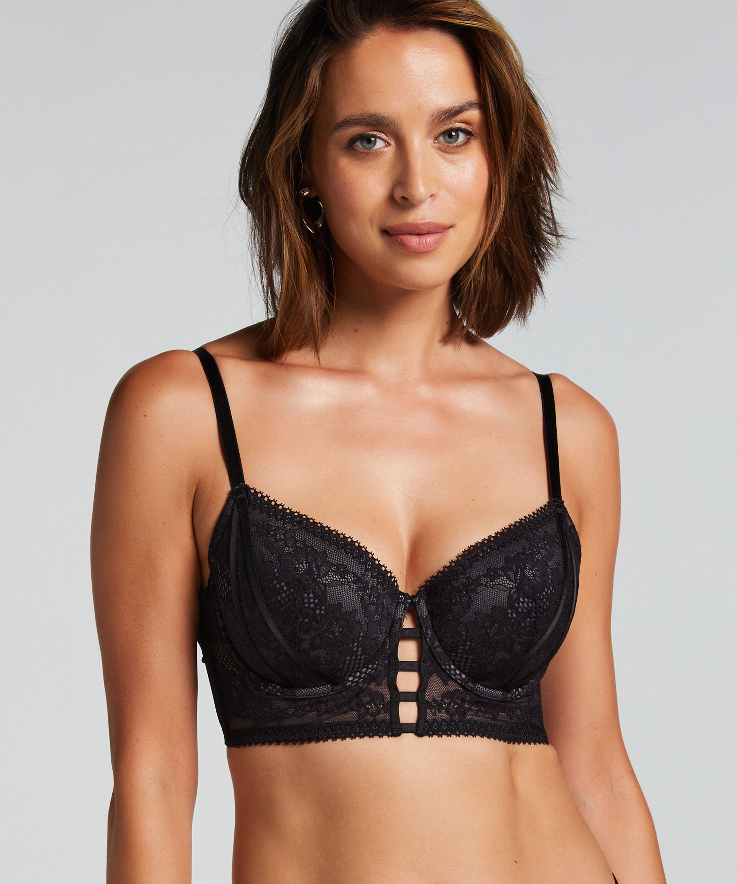 Soutien-gorge rembourré à armatures longline Vera, Noir