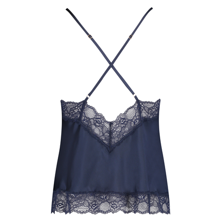 Cami Top Satin Spitze, Blau