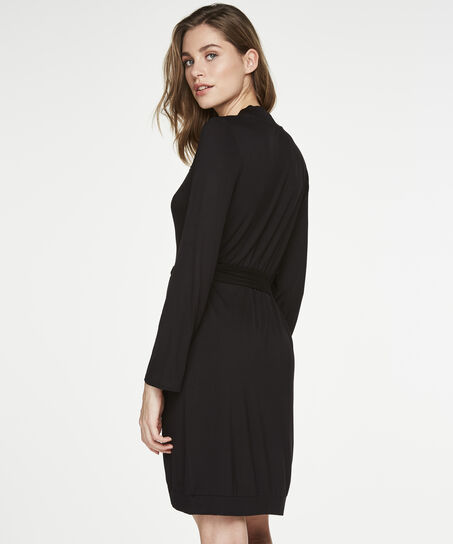 Peignoir Modal Lace, Noir