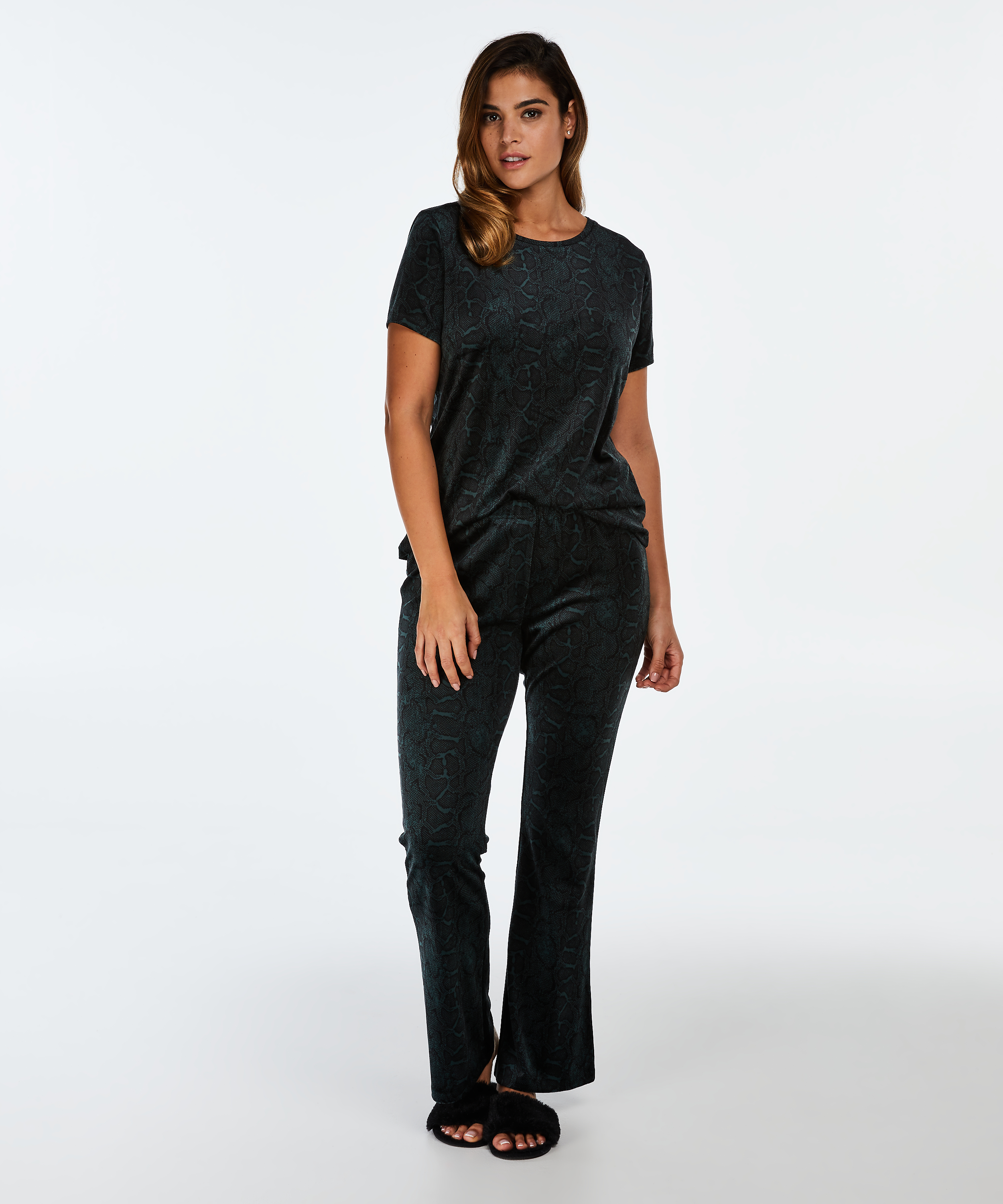 Legging Velours Flared, Vert, main