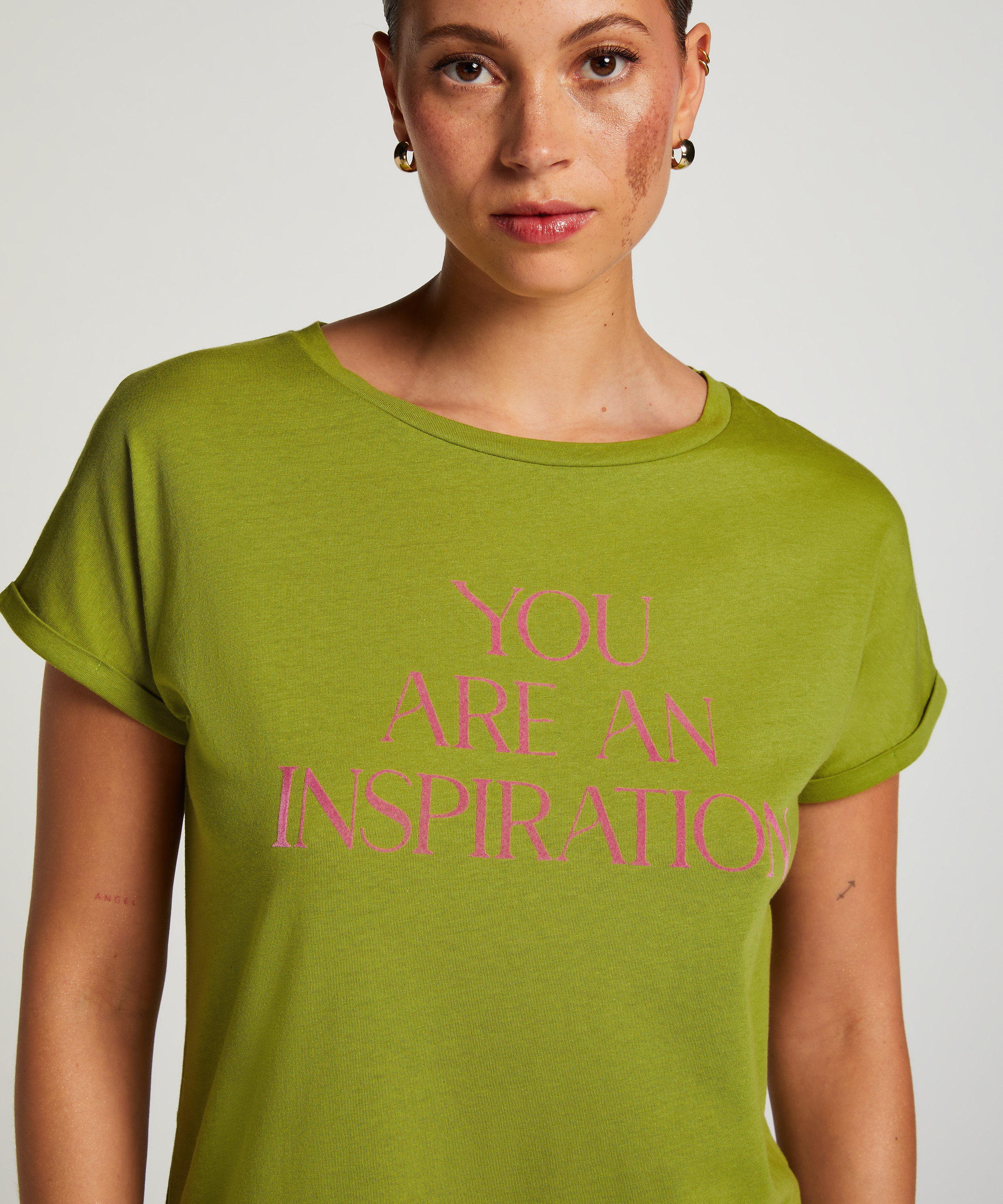 Chemise de nuit col rond, Vert, main