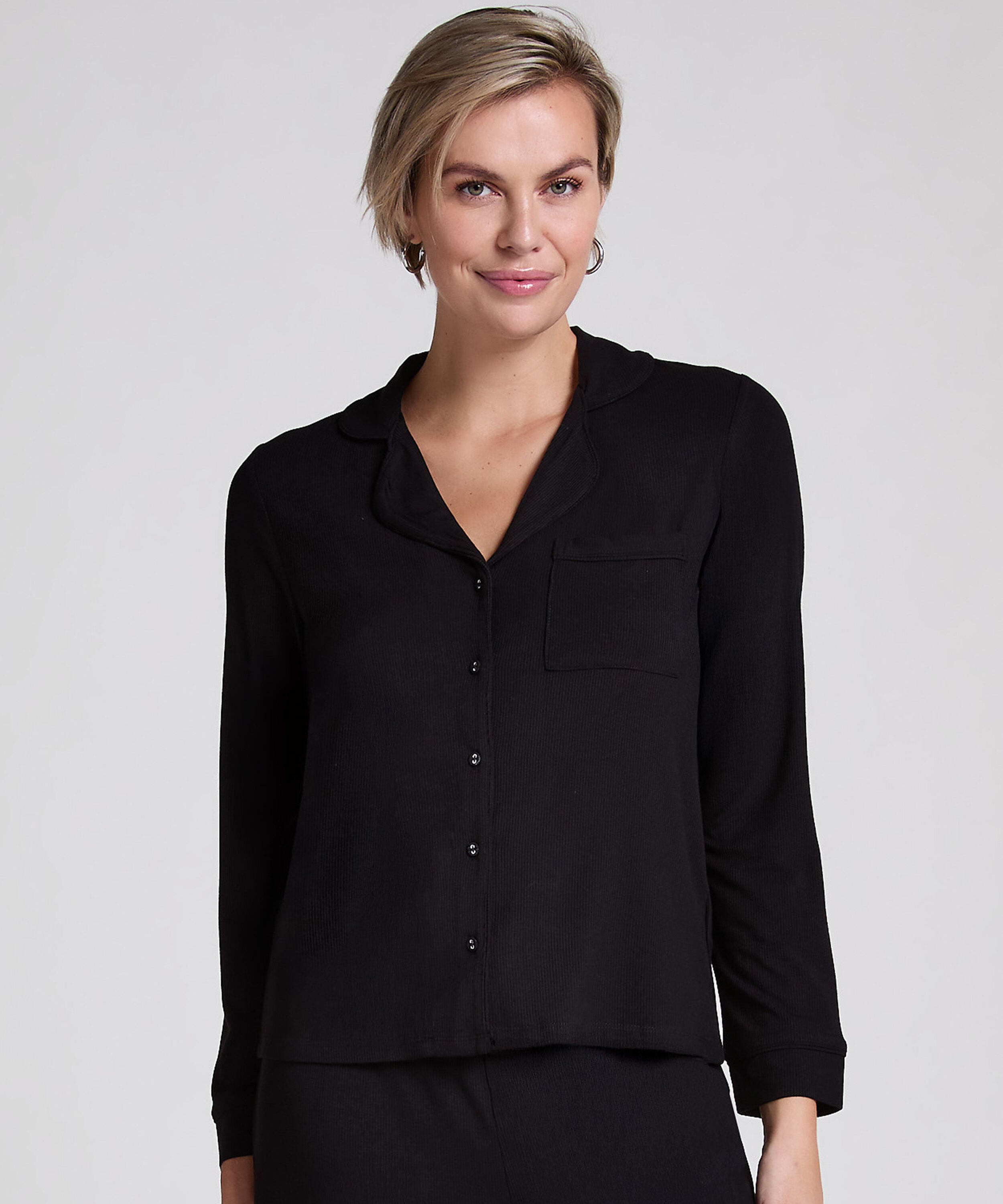 Essential-Jacke gerippt, Schwarz