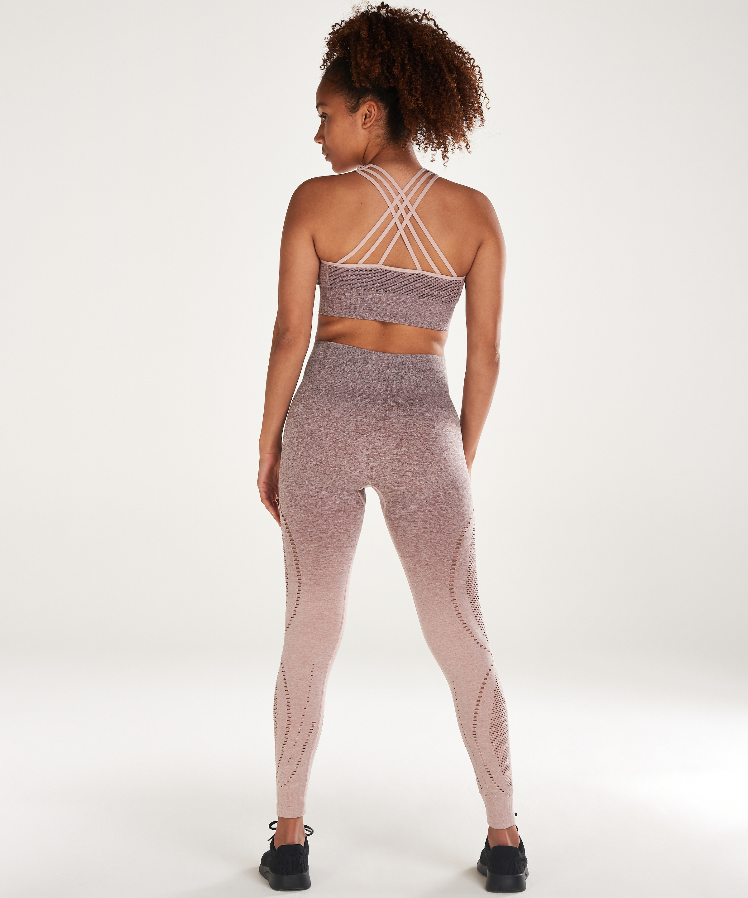 HKMX Sportlegging mit Rundstrickmuster und hoher Taille in Ombre-Print, Rose, main