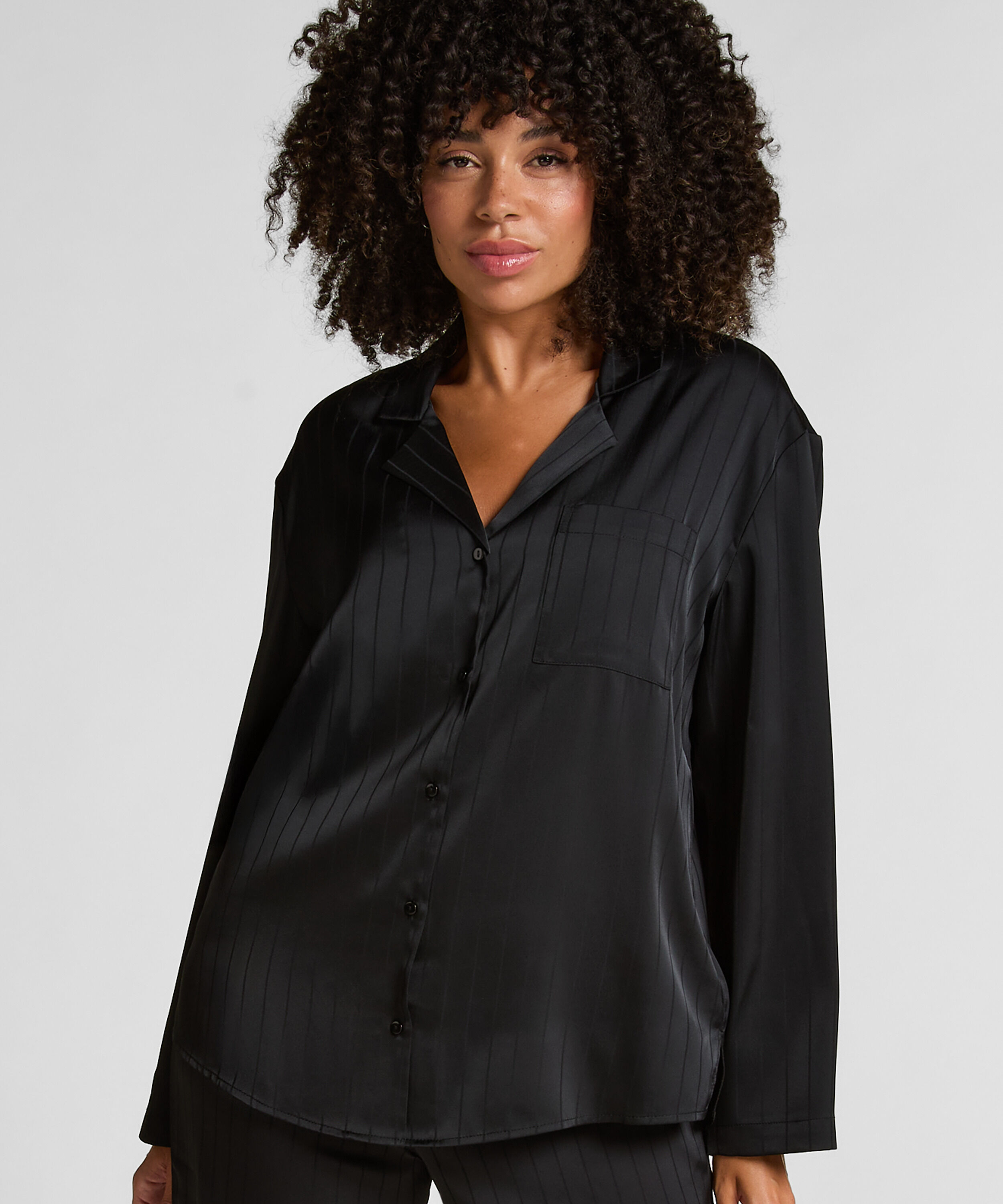 Veste en satin à rayures, Noir