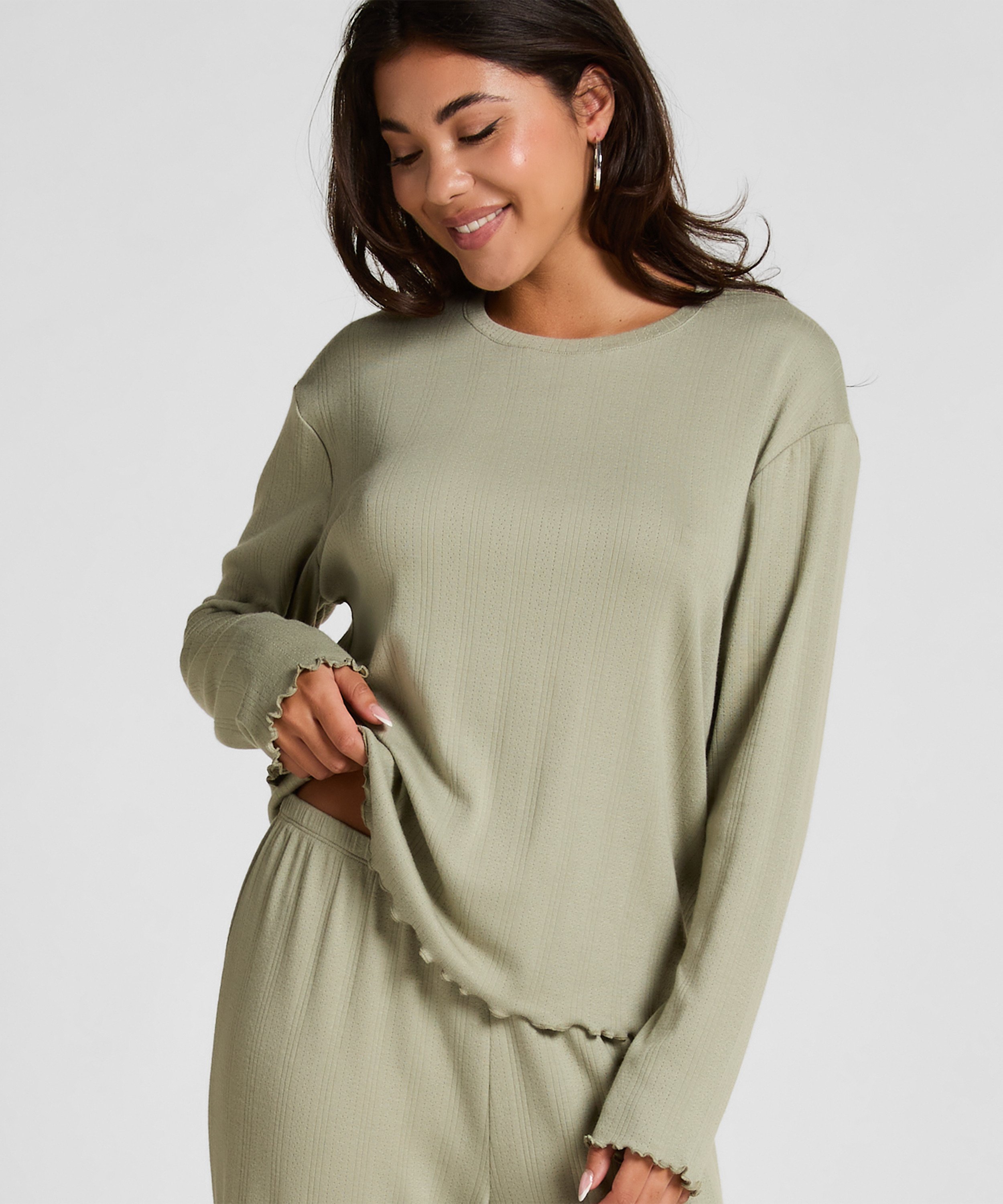 Pyjama Top Loose Pointelle, Grün, main