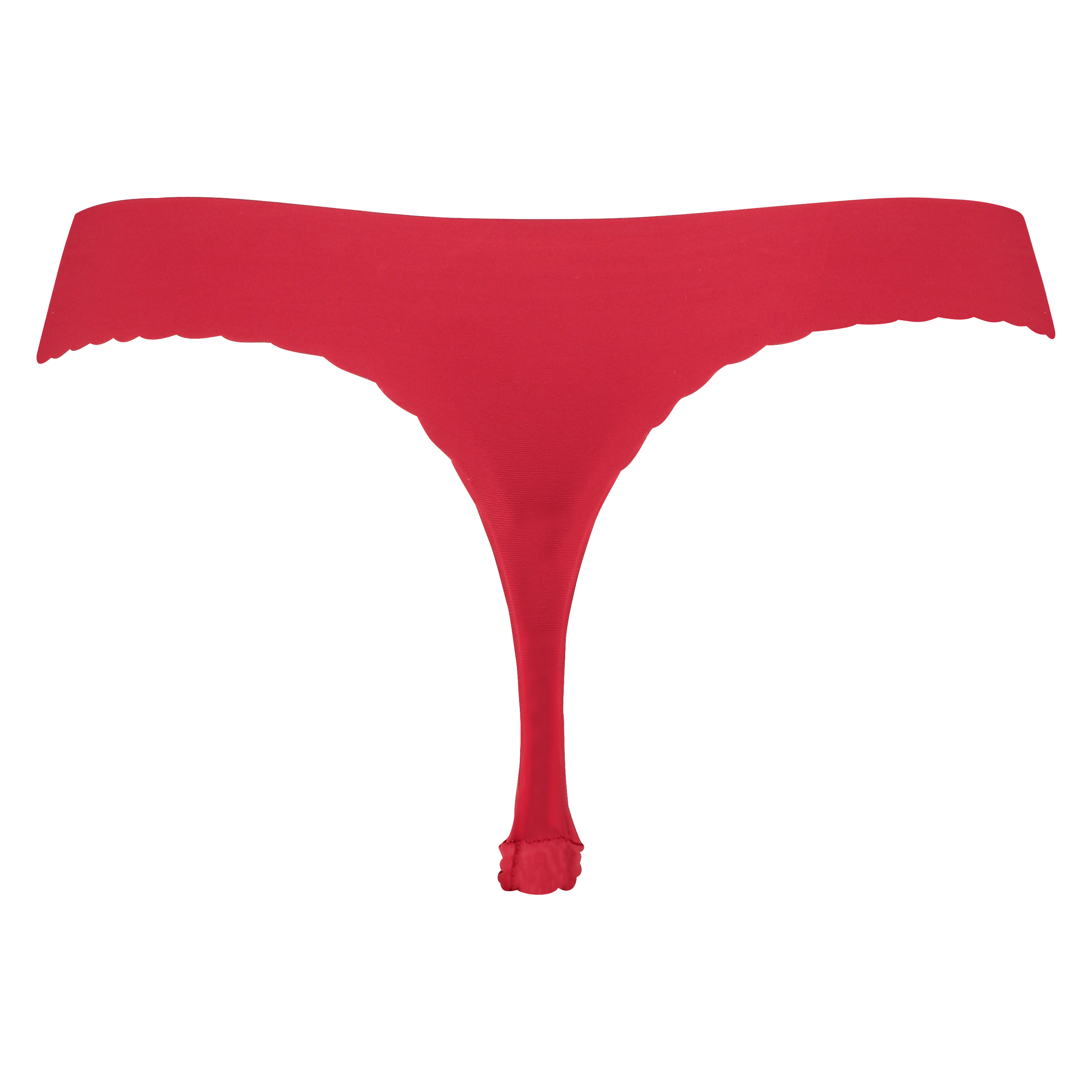 String invisible scalloped, Rouge, main