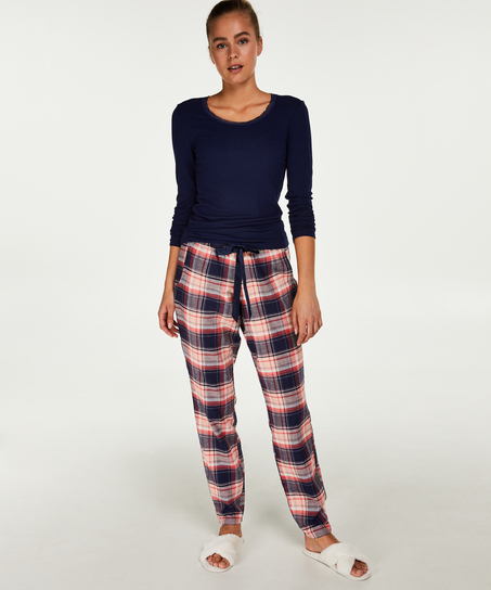 Top LS Rib R-neck, Bleu