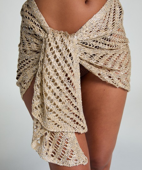 Pailletten-Pareo für den Strand, Beige