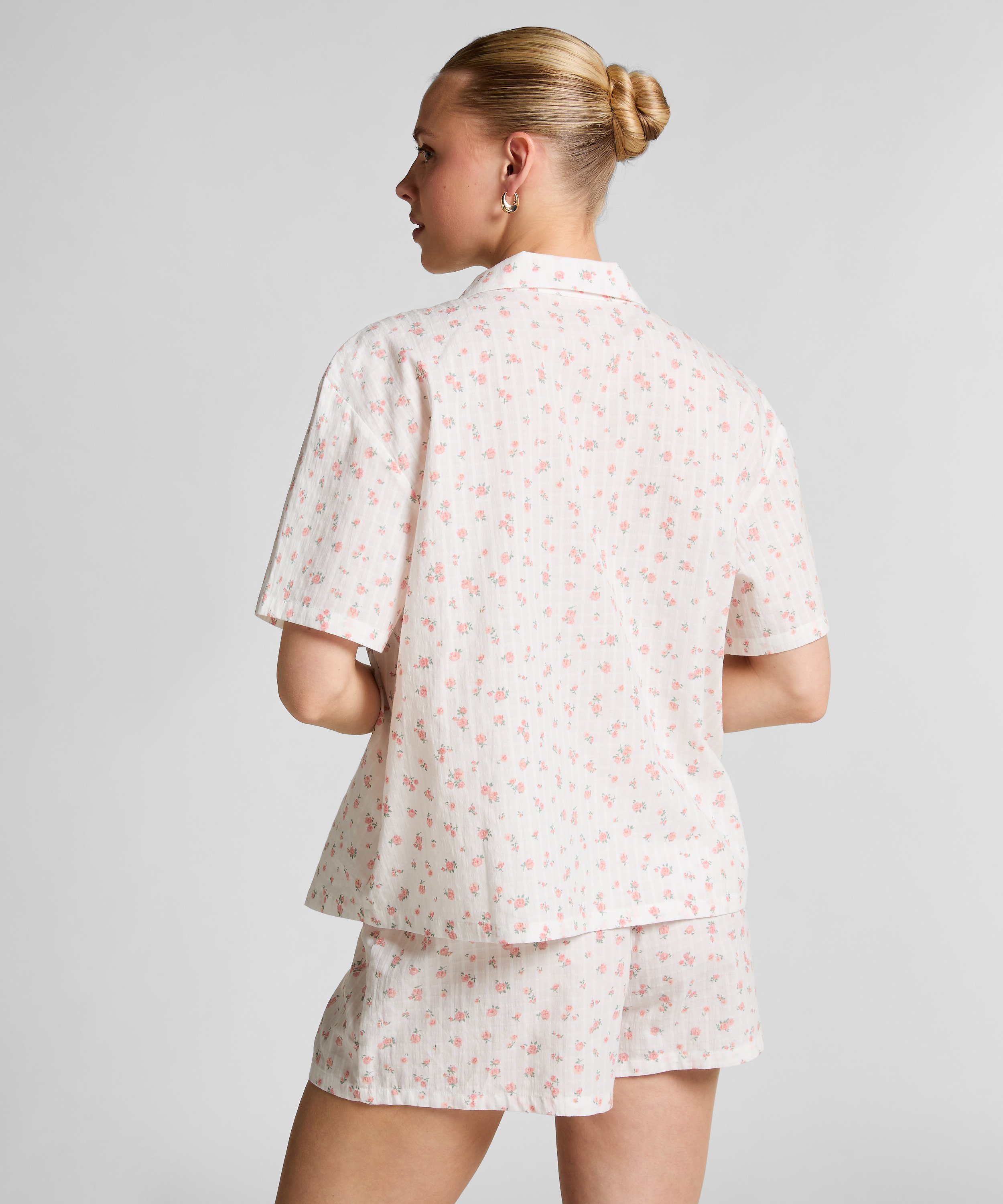 Short de pyjama tissé, Blanc, main