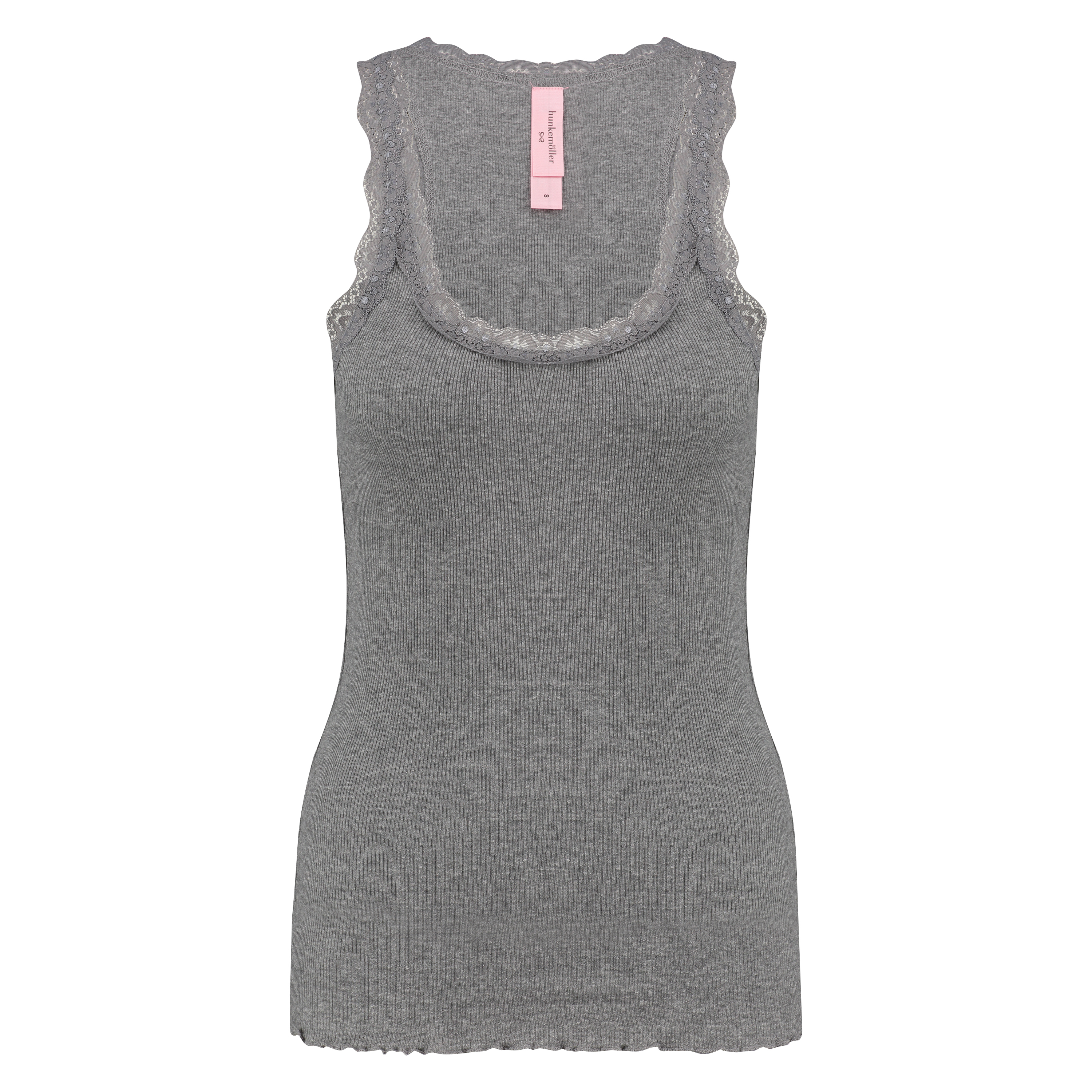 Top, rib cami lace, Grau, main