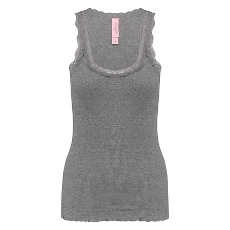 Top, rib cami lace, Grau