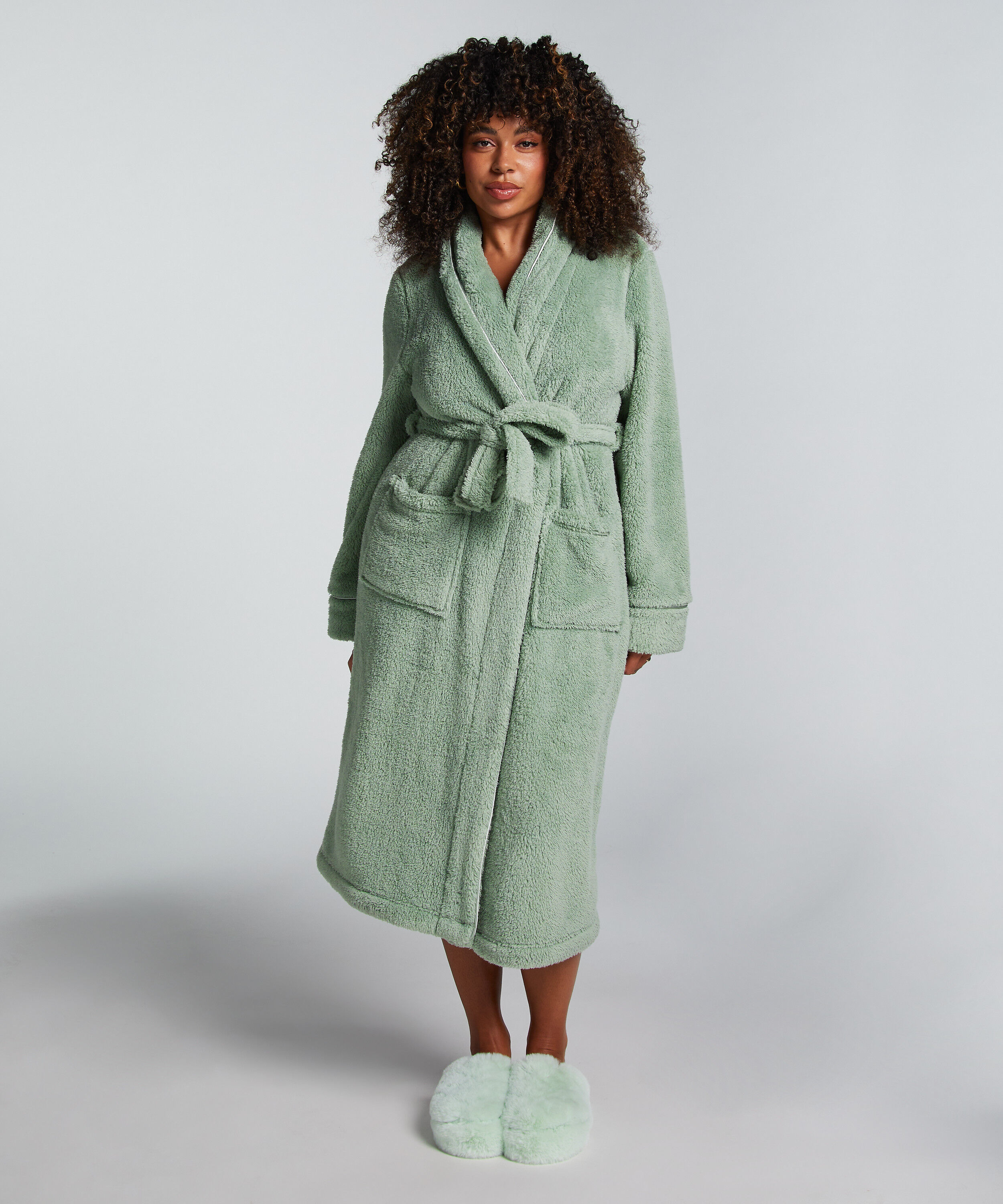Bademantel Fleece, Grün