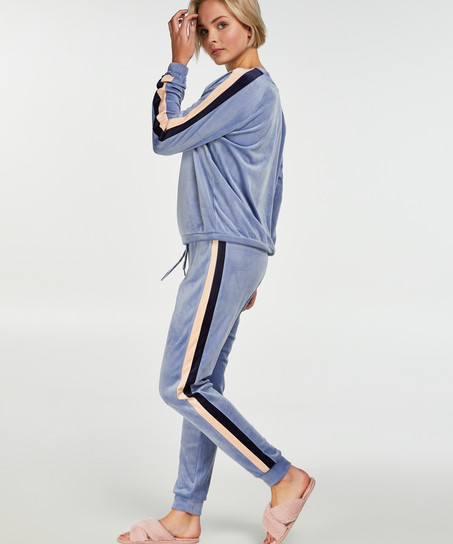 Pantalon de jogging Velours Stripe, Bleu