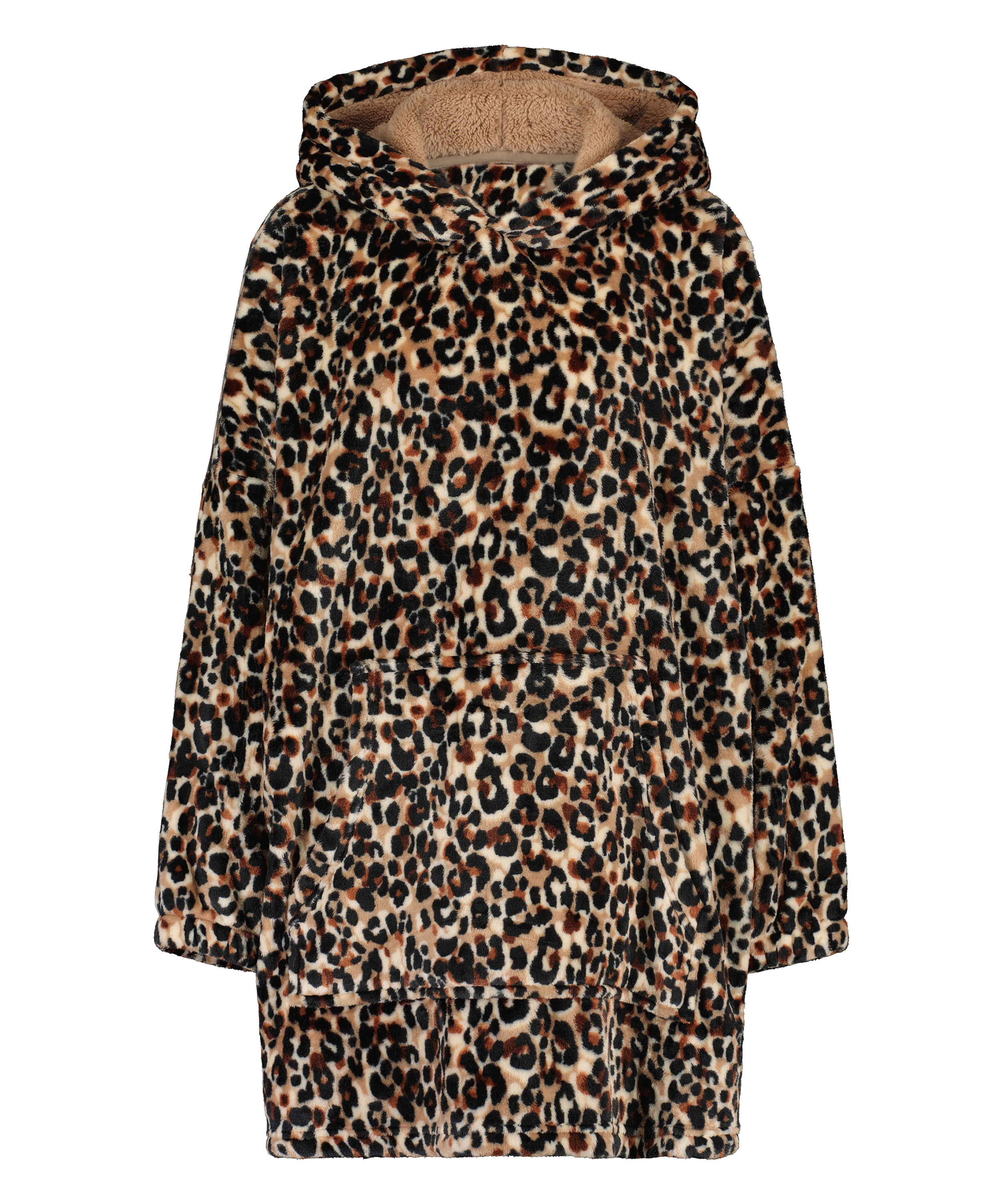 Flanell Fleece Hoodie, Braun, main