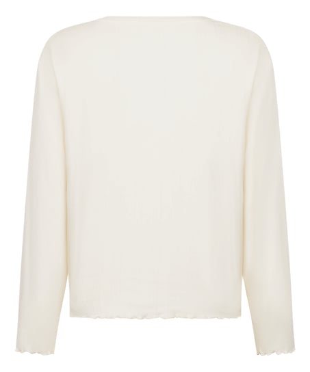 Pyjama Top Loose Pointelle, Weiß