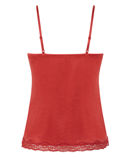 Cami Top Velours Lace, Rot