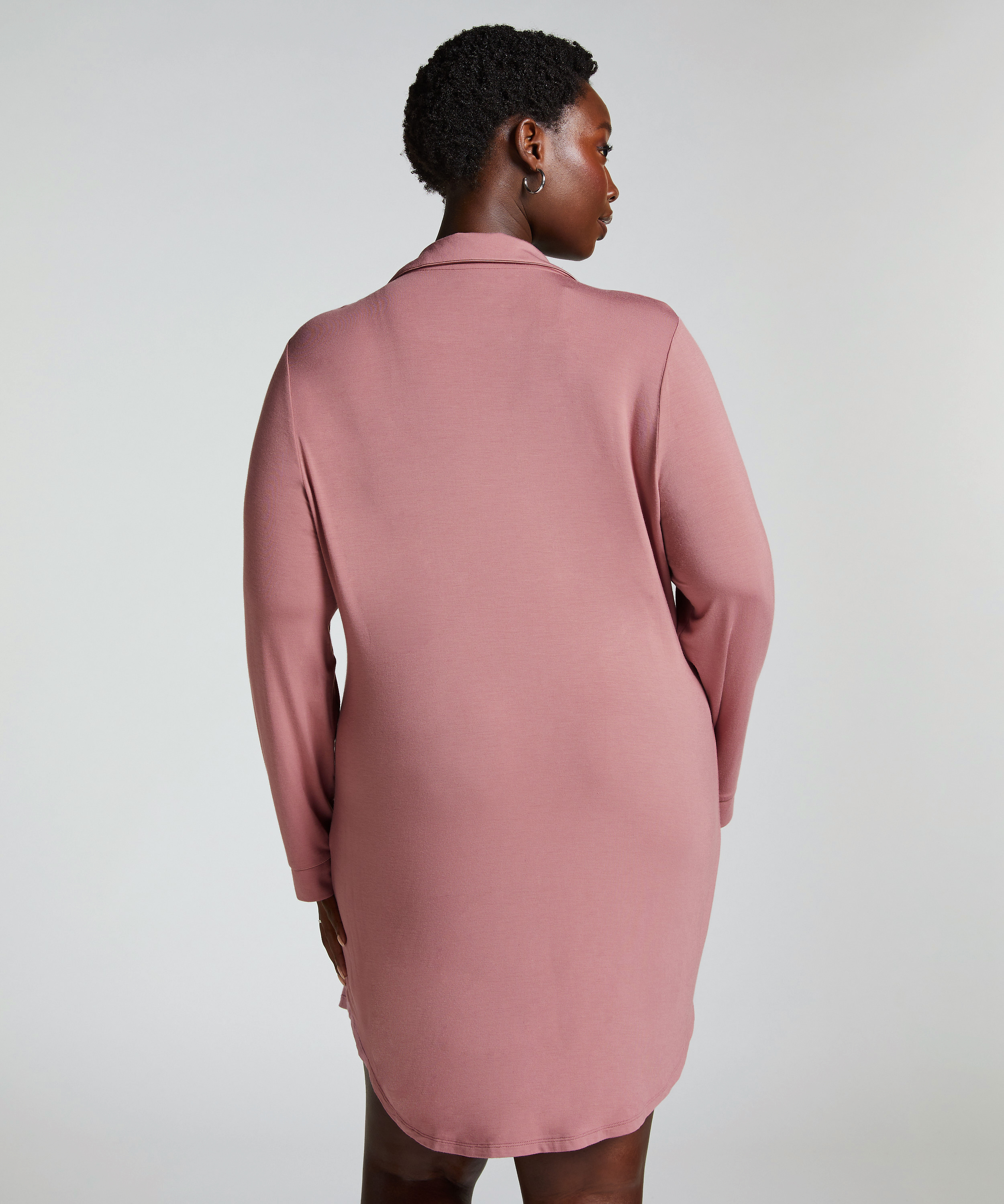 Langärmeliges Jersey-Hemdkleid Essential, Rose, main