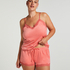 Shorts aus Velours mit Spitze, Rose