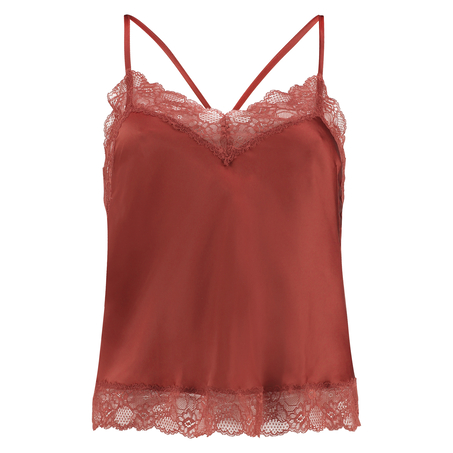 Cami Top Satin Spitze, Rot