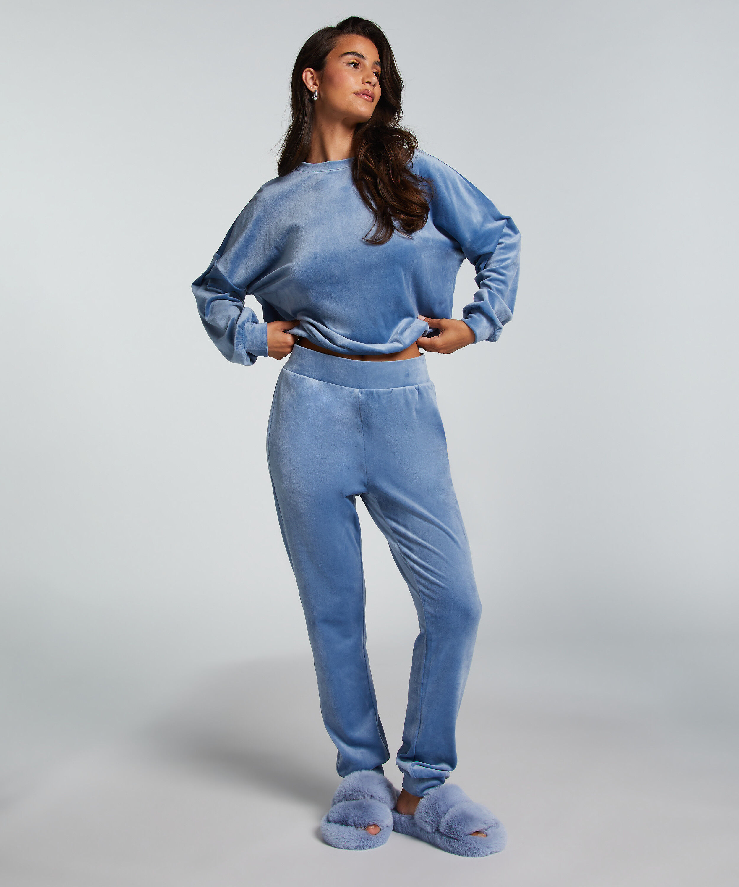 Tall Jogginghose aus Velours, Blau