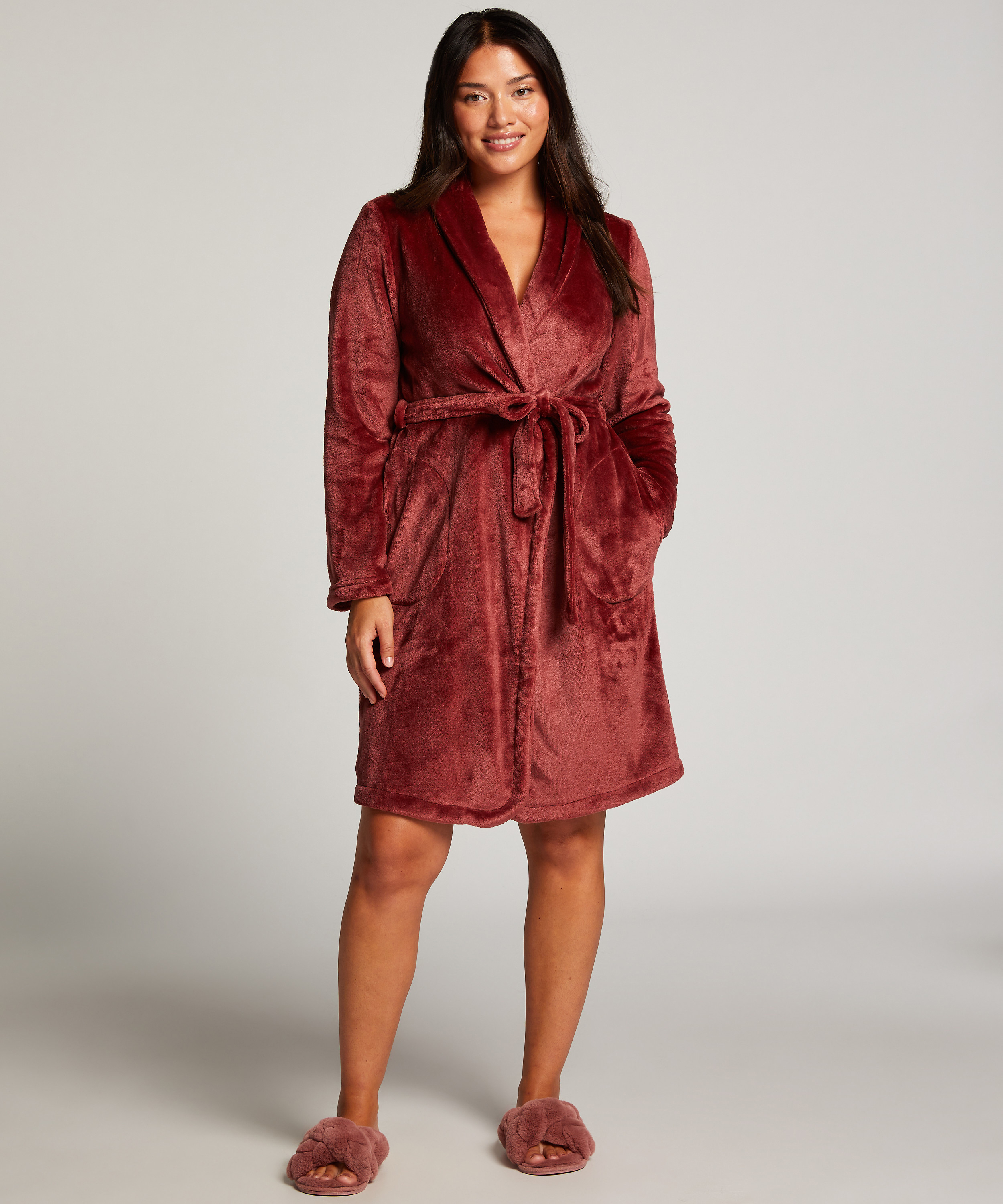 Kurzer Bademantel Fleece, Rose, main