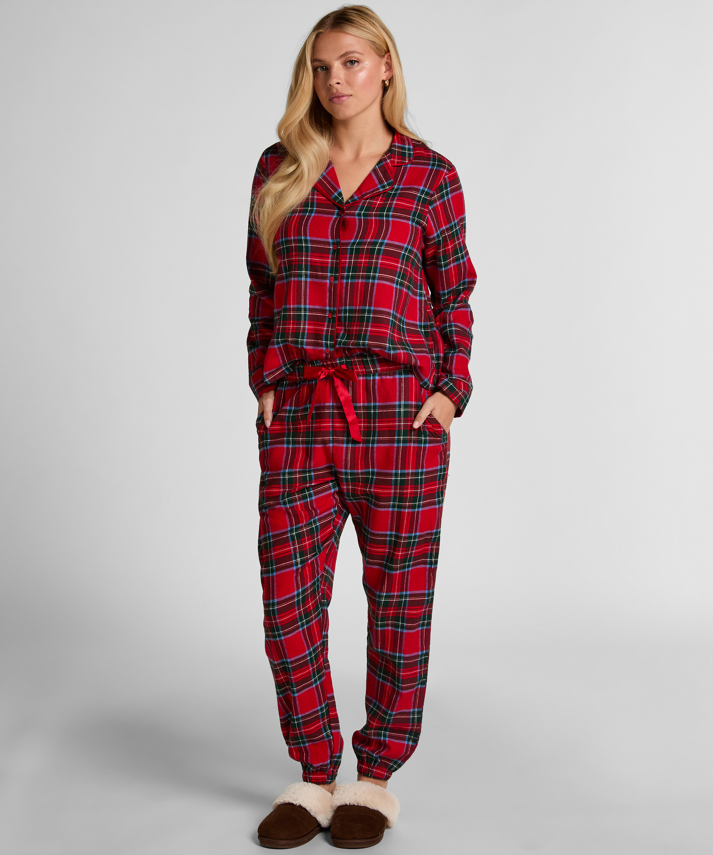 Pyjamahose aus Flanell, Rot, main