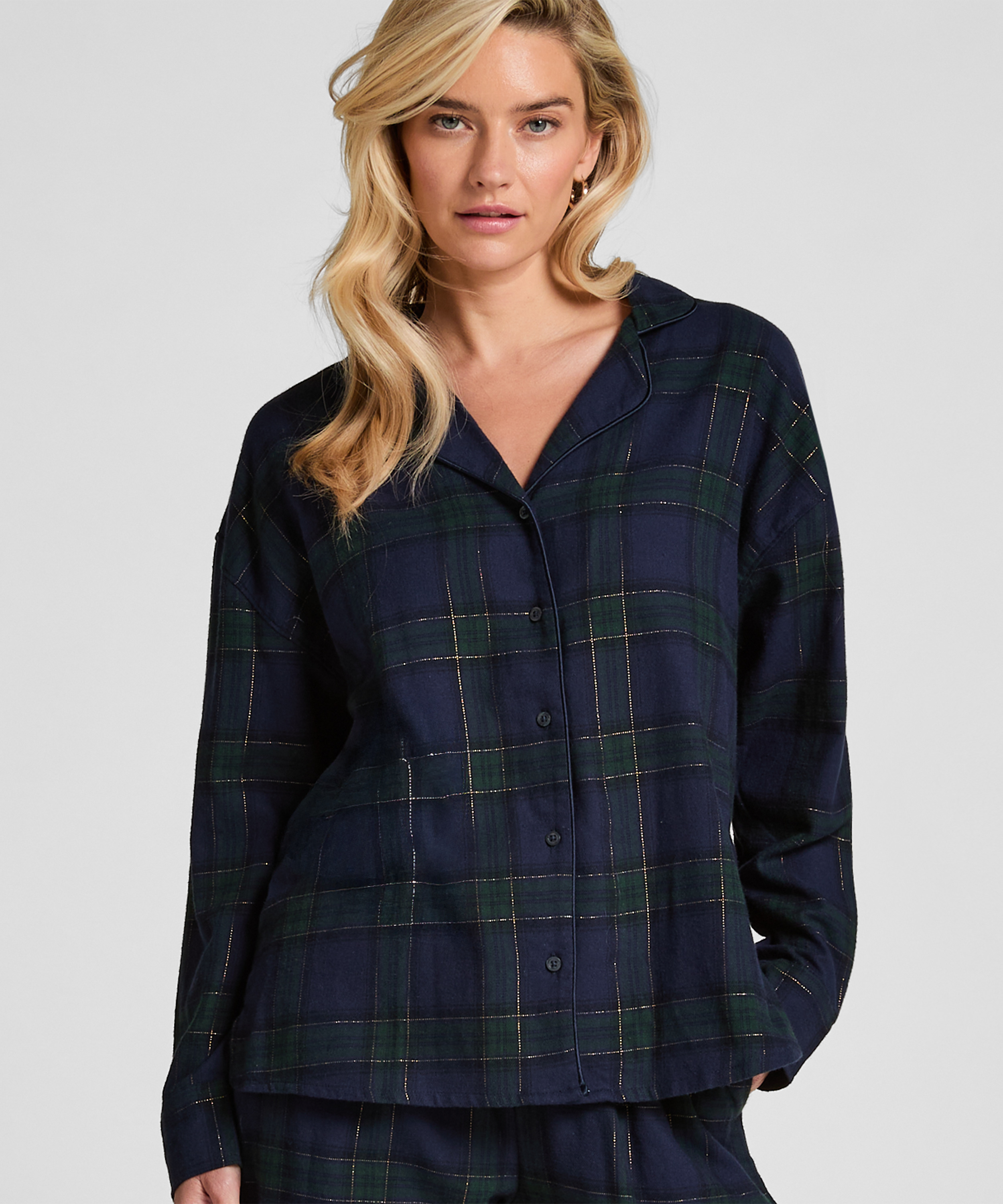 Haut de Pyjama Flanel, Bleu, main