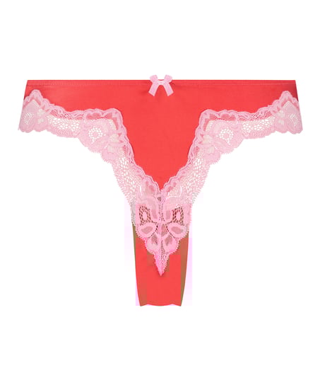 Slip brésilien Lace & Shine, Rouge