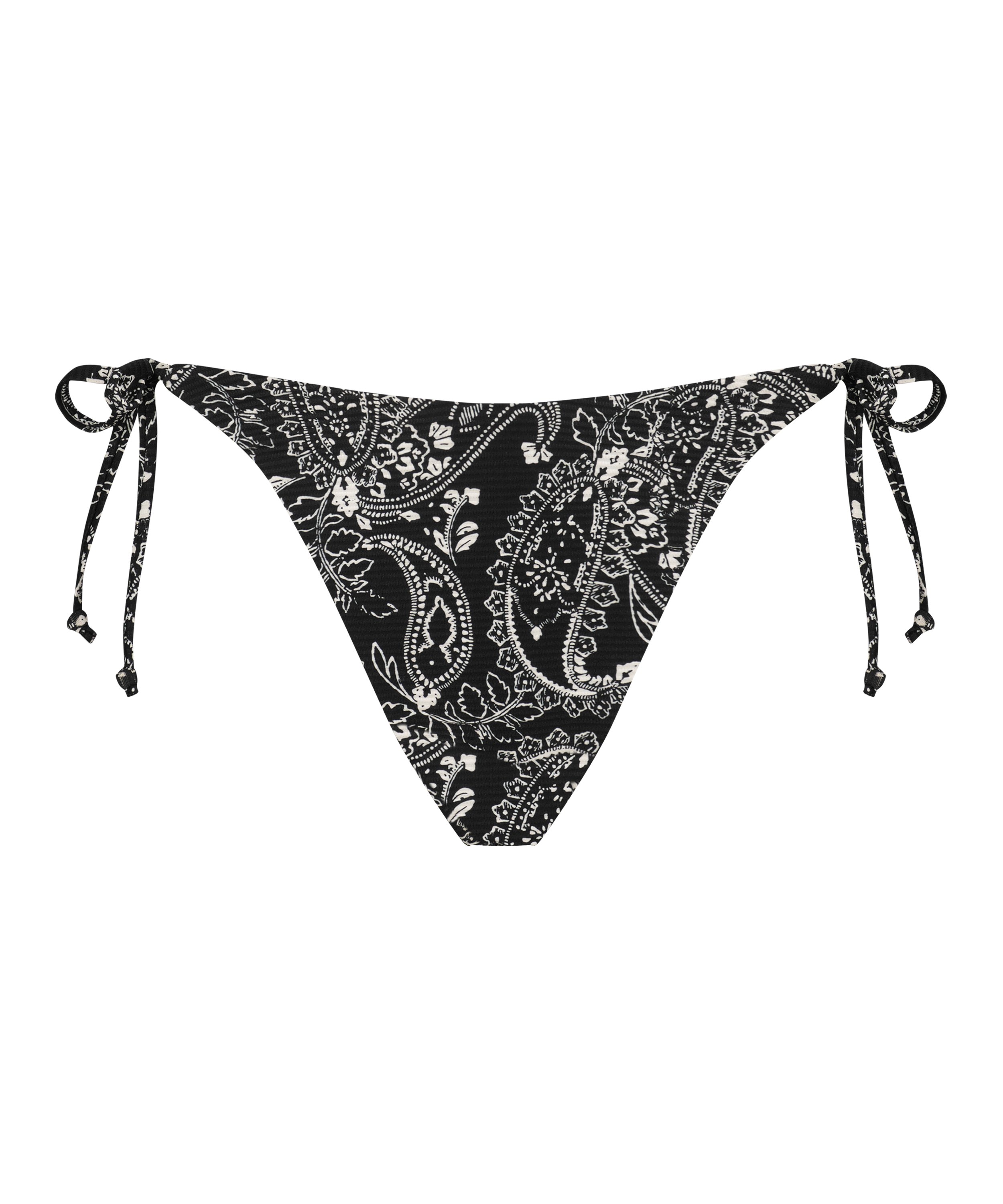 Bas de bikini brésilien tanga Paisley, Noir, main