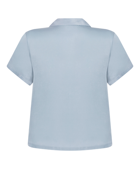 Kurzärmelige Satin-Jacke, Blau