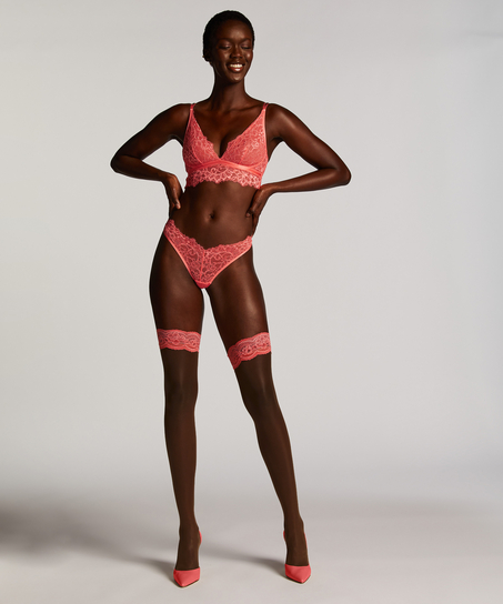 Bas Autofixants 15 Deniers Dentelle, Rose, main Bas Autofixants 15 Deniers Dentelle, Rose